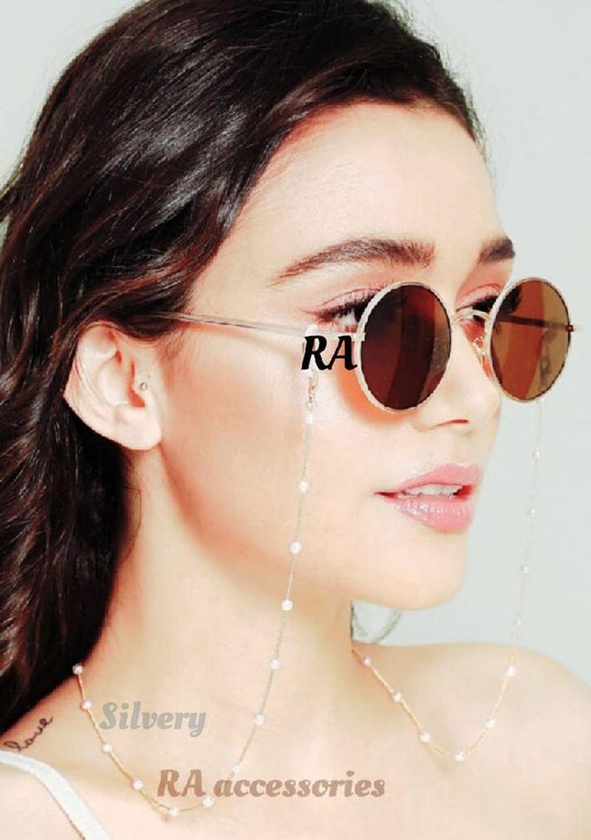 RA accessories سلسلة نظارة فضى من اللؤلؤ (لولى) الاوف وايت