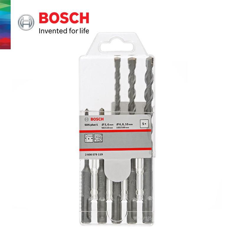 BOSCH SDS Plus-1 Hammer Drill Bit 5/6 x 110mm, 6/8/10 x 160mm (5pcs set) - 2608579119