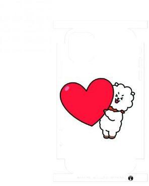 Printed Back Phone Sticker With The Edges For IPHONE 11 Cartoon sheep face holding a love heart