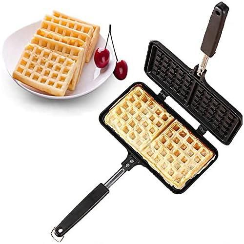 Non-stick Cast Iron Waffle Irons,Waffle Maker Pan for Household,Double Side Waffle Maker,Rectangle Shape Non-stick Aluminum Stovetop Waffle Mold Iron Baking Pan 13"*8.27"