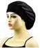 Fashion Bonnet Satin Sleeping Cap - Black