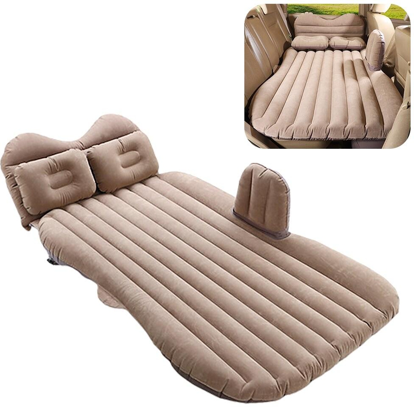 Generic-Yellow Portable Car Mattress Foldable Cushion Air Bed Inflatable Mattress Car Bed with Air-Pump Camping Travel Mattress