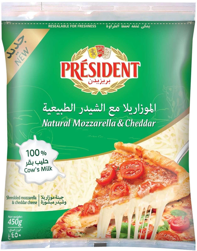President Shredded Mozzarella And Cheddar Cheese 450g