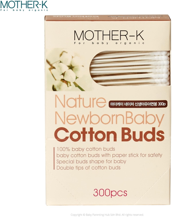 Mother-K Baby Cotton Buds Nature 100% Cotton 300pcs