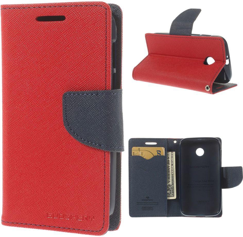 Mercury Fancy Diary Red Wallet Case for Motorola Moto E