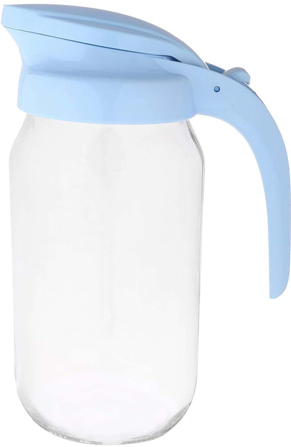 Get Renga Glass Pitcher With A Plastic Lid, 1 Liter - Light Blue with best offers | Raneen.com