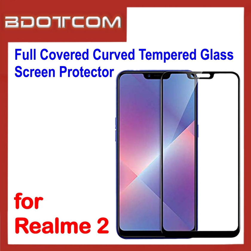 Bdotcom Full Covered Curved Glass Screen Protector for Realme 2 (Black)