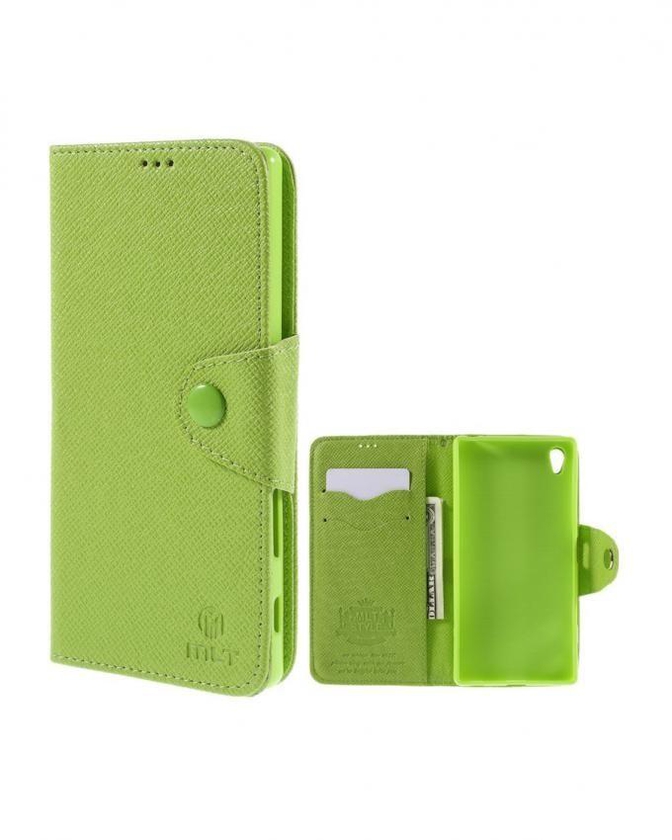Generic MLT Cross Texture Leather Flip Case for Sony Xperia Z5 Premium / Dual - Green