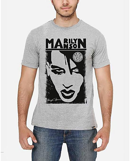 IZO Tshirt Round Neck "Marilyn Manson" T-Shirt - Light Grey