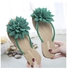 Women Fashion Summer Non Slip Flower Flip Flops Flat Sandals Green/Beige