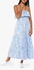 White and Blue Striped Floral Maxi Dress