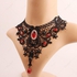 Vintage Gothic Lace Faux Ruby Decor Choker Necklace