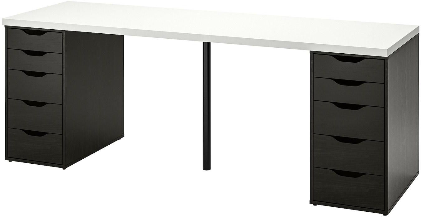 LAGKAPTEN / ALEX Desk - white/black-brown 200x60 cm