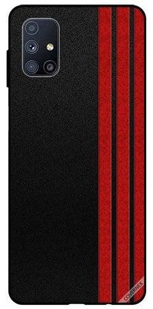 غطاء حماية بتصميم خطوط رأسية لهاتف سامسونج جالاكسي M51 أحمر وأسود