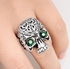 Ring in the form of a skull made of titanium with a clove of Emerald Size 9