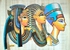 Sherif Gemstones لوحة فنية من العهد الفرعوني القديم على ورق البردي الطبيعي شغل يدوي خاص حجم كبير مقاس A3