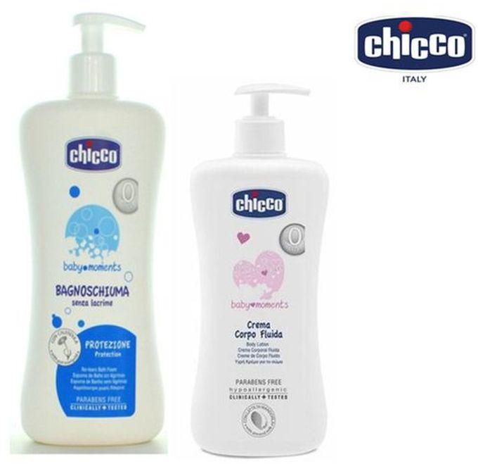 Chicco Baby Moments Essentials, Bath Foam (750ml) & Lotion(500ml)