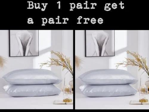 Offer!! 4pcs White Satin Pillowcase Bed Pillow Case
