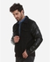 Ravin Turned Down Collar Black Pocket Leather Jacket