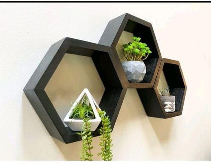 Hexagon-Shape Decorative Floating Wall Shelves Only