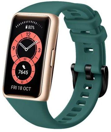Huawei Band 6 / Honor Band 6 Fitness Tracker Replacement Silicone Band Adjustable Waterproof Smart Watch Strap with Buckle Dark Green