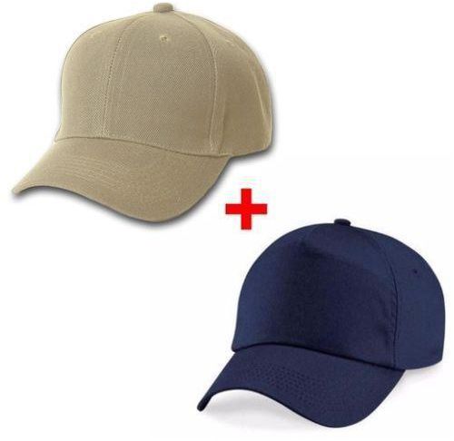 Combo 2 In 1 Face Caps Pack - Khaki And Navy Blue