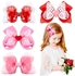Valentine Hair Bow, Large Red Clips with Pink Love Ribbon,Valentine's Day Bows for Girls Double Layer Heart Hair Clip,Bow Bowknot Headwear Hairpin Alligator Clips for Women Girls (A)