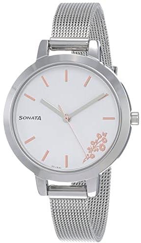 Sonata Silver Linings Analog White Dial Women's Watch 8141SM08/NN8141SM08