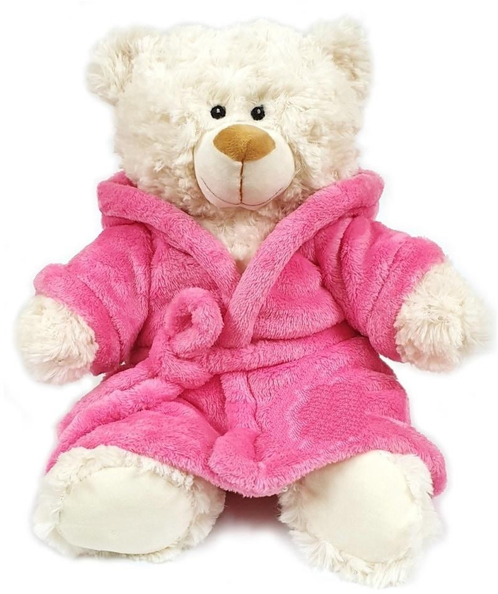 Caravaan - Soft Toy Teddy Cream with Pink Bathrobe Size 38cm