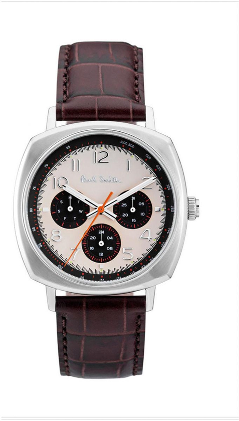 Paul Smith Men's White Dial Leather Band Watch - P10042