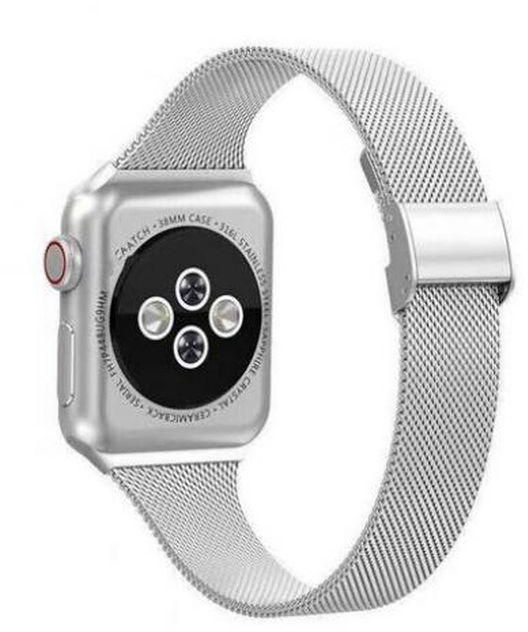 Metal Bracelet For Apple Watch 42/44 Mm 4/5/6 Th Adjustable Mesh Band With A Quick Release Buckle Silver