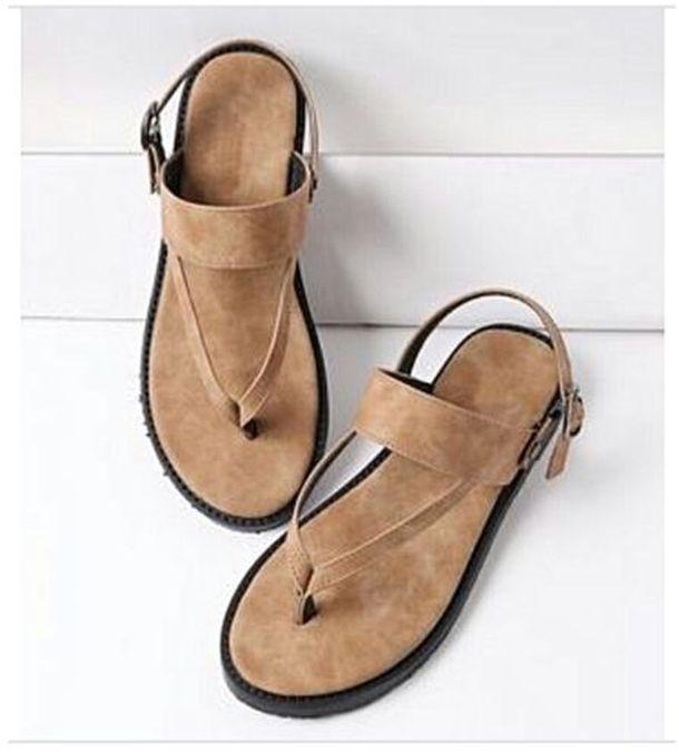 Men's Leather Sandals- Brown