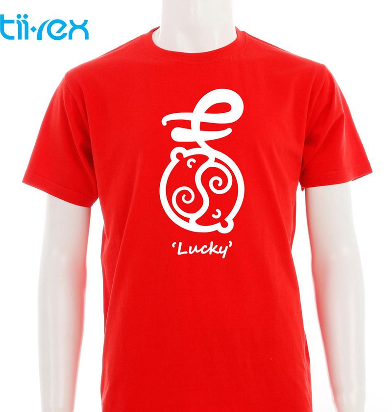 CNY Lucky Mouse Chinese New Year Unisex Cotton T Shirt - 5 Sizes (Red)