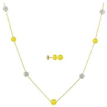 Vera Perla Gold Necklace & Earrings - 2 pcs - 1429