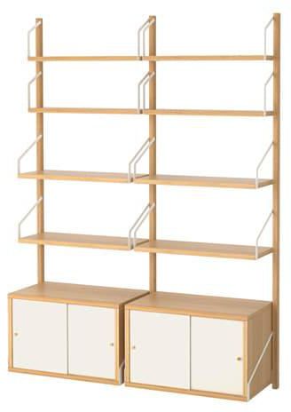SVALNÄS Wall-mounted storage combination, bamboo, white