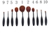 Oval Makeup Brushes 10pcs - Black