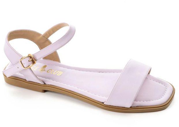 Ice Club Textured Leather Buckled Flat Sandals - Lilac