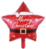 1 Piece Star Shape Merry Christmas Mylar Foil Balloons Decorations in Red Color and Santa Print Design Mylar Balloon Christmas Party Favors (18x45cm.)