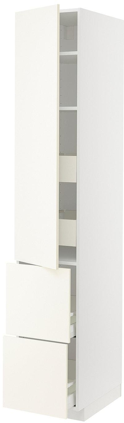 METOD / MAXIMERA خزانة عالية+أرفف/4أدراج/باب/2 - أبيض/Vallstena أبيض ‎40x60x220 سم‏