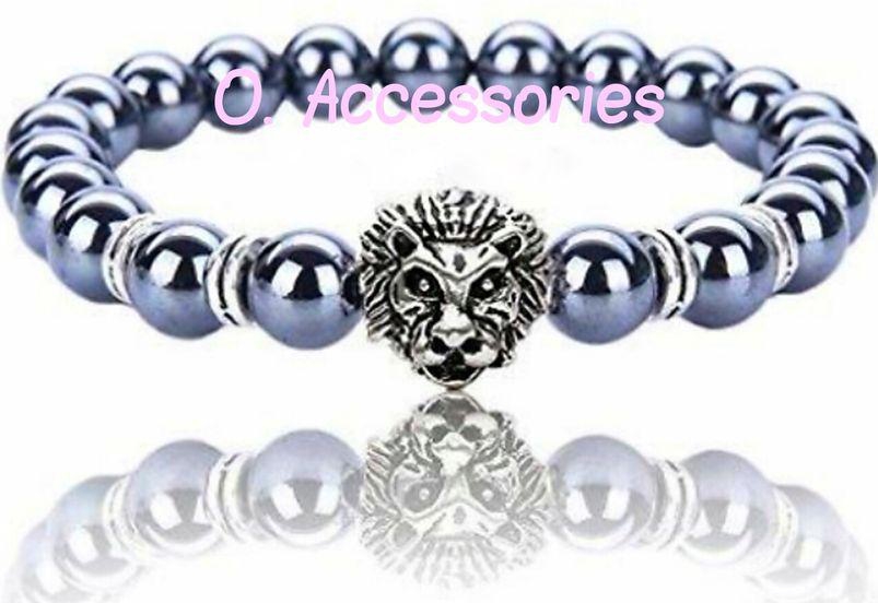 O Accessories Bracelet Silver Hematite _lion