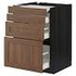 METOD / MAXIMERA Bc w pull-out work surface/3drw, black/Voxtorp walnut effect, 60x60 cm - IKEA