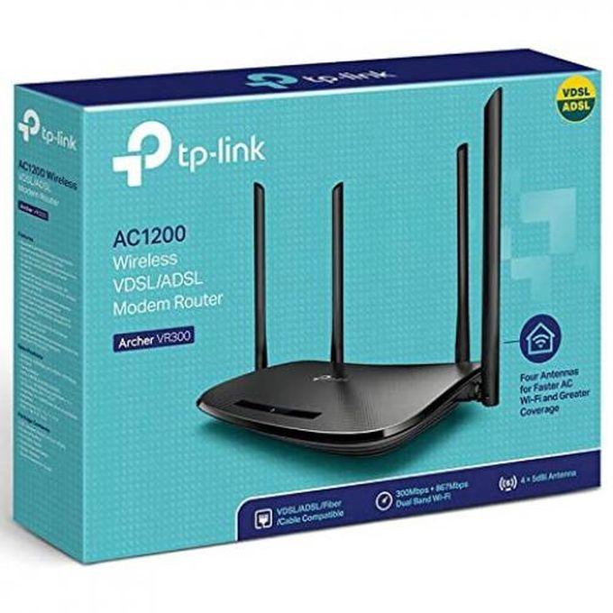 TP-Link AC1200 Wireless VDSL/ADSL Modem Router, 4 Ports, Black - Archer VR300