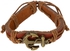 Men's Leather Bracelet with Thread Lock Adjustable Thread Lock - Brown