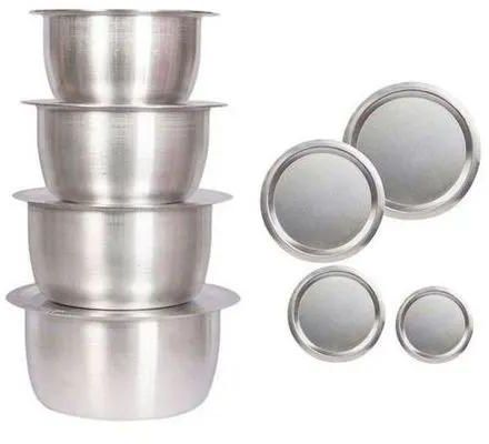 Kitchenware 4 Pcs Set Of Stainless Aluminium Sufuria with Lids - Small Sizes 1 2 3 4