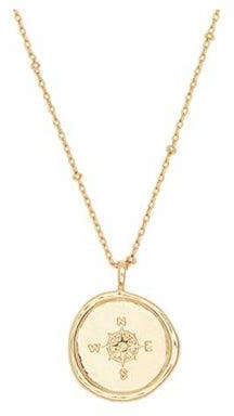 18K Gold Plated Medallion Compass Coin Necklace
