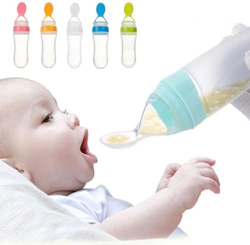 90ML Safe Newborn Baby Feeding Bottle Toddler Silicone Squeeze Feeding Spoon Milk Bottle Baby