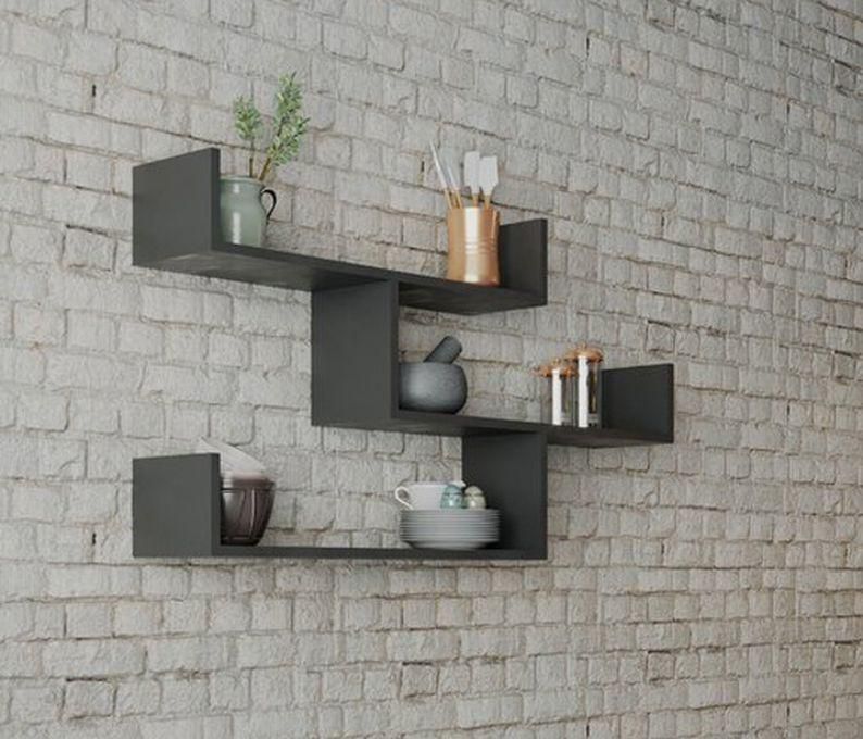 Modern Home Floating Shelf For Book And Decoration - 63x119x20 - Black
