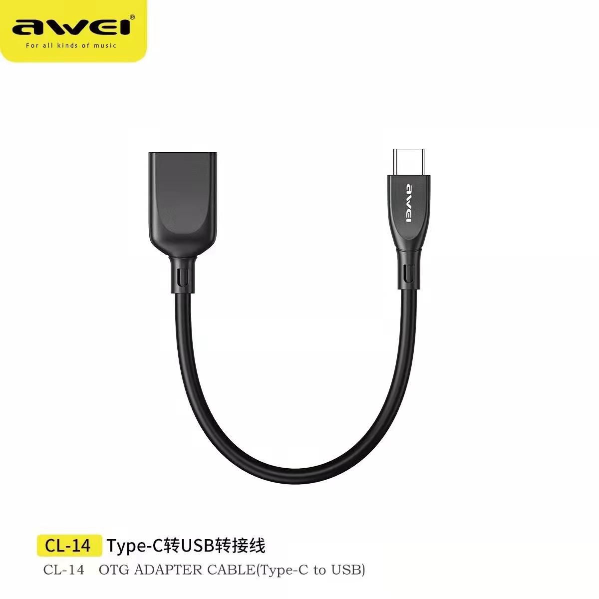 Awei CL-14 Type-C to USB OTG Adapter Data Cable for PC / Laptop