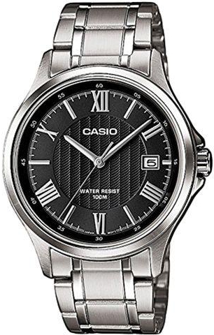 Casio Men's Black Dial Stainless Steel Band Watch - MTP-1383D-1A