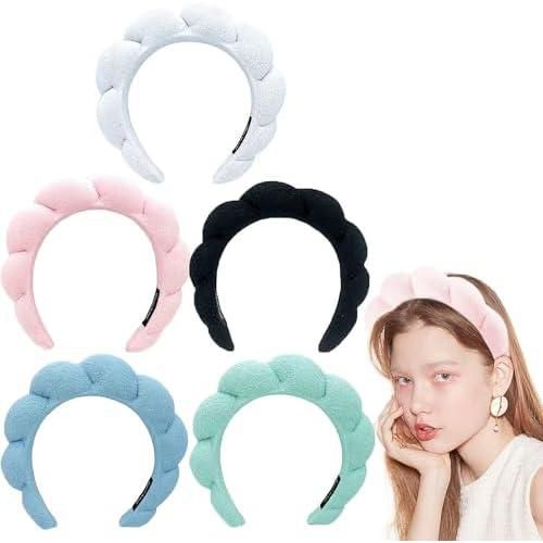 Nutrigrub Mimi and Co Spa Headband for Women - Sponge & Terry Towel Cloth Fabric Head Band for Skincare, Makeup Headband Puffy Spa Headband for Skincare, Face Washing, Shower (Pink)